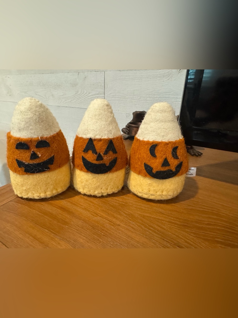 Halloween Candy Corn Felt Pumpkins (set of 3) - Orange & Cream